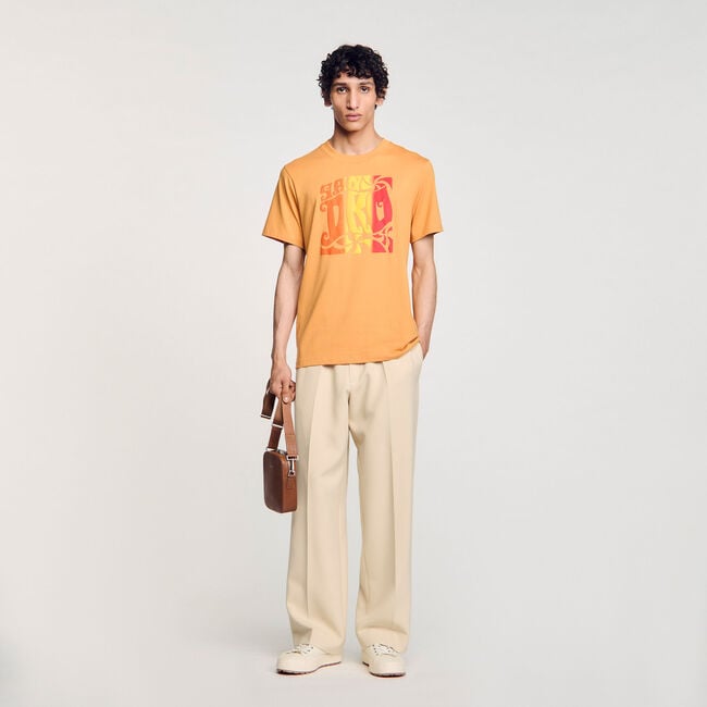 Camiseta de algodón estampado olas