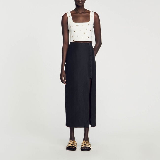 Falda midi con abertura