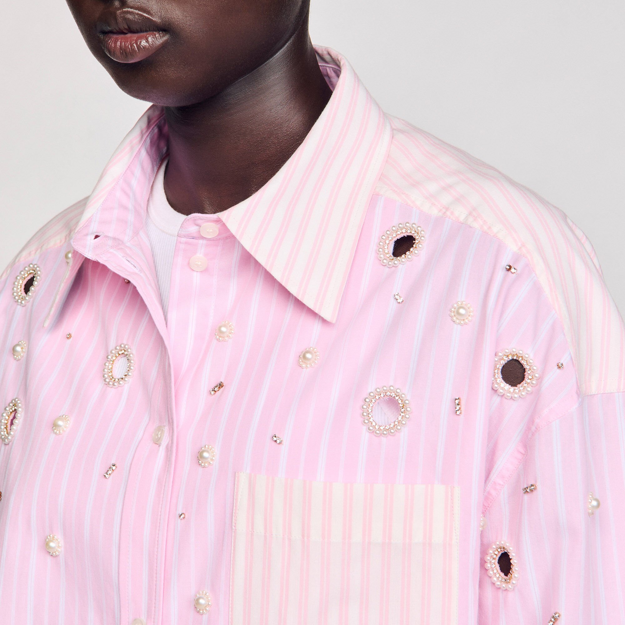 Camisa a rayas con strass