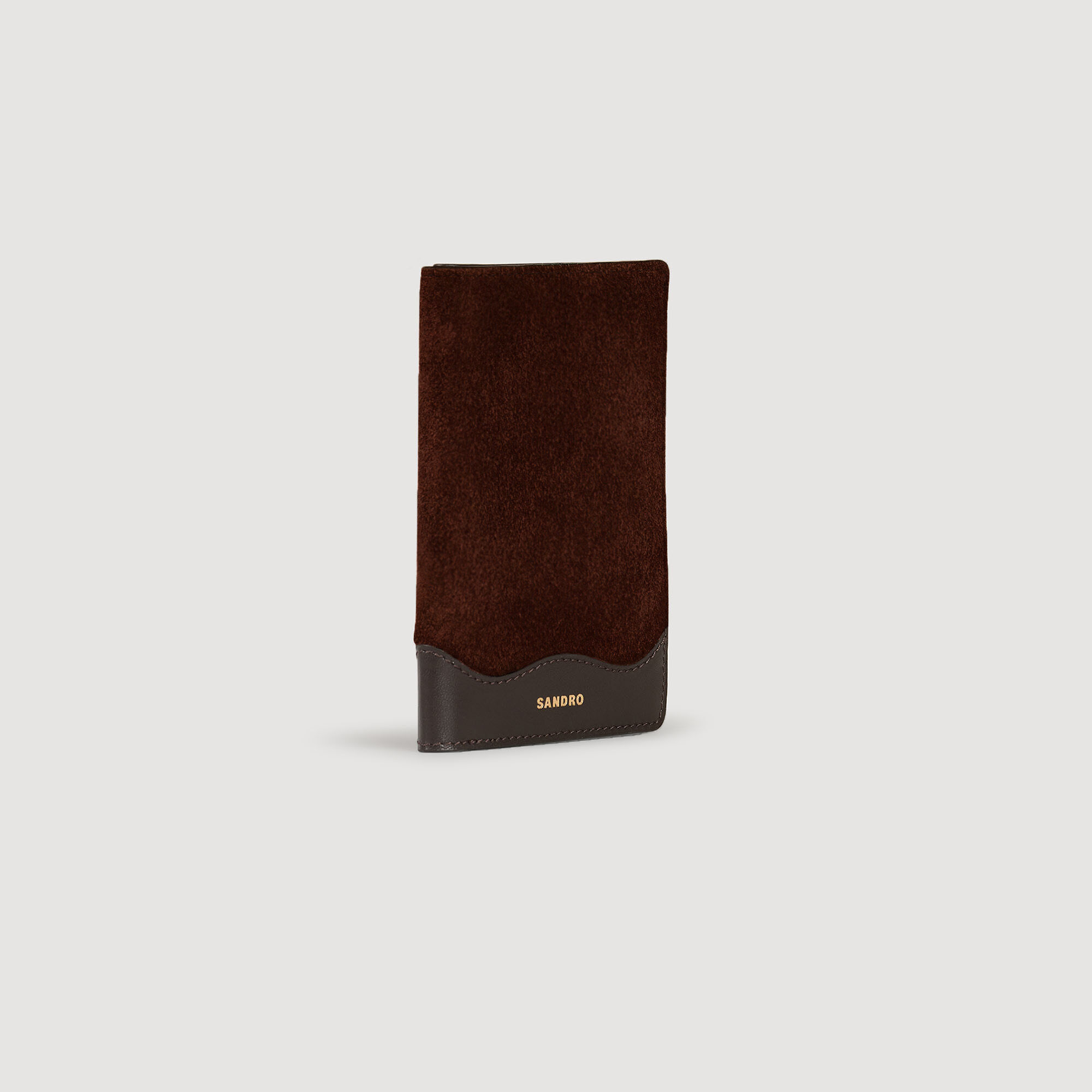 Funda de pasaporte de cuero y ante