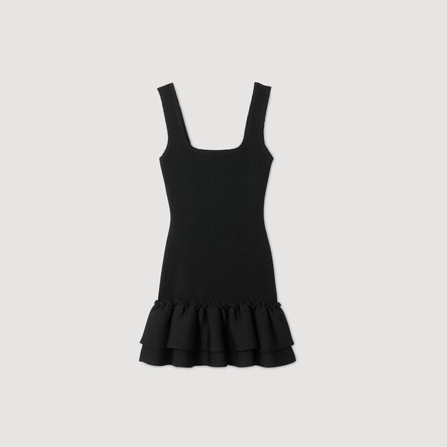 Vestido corto de punto con volantes