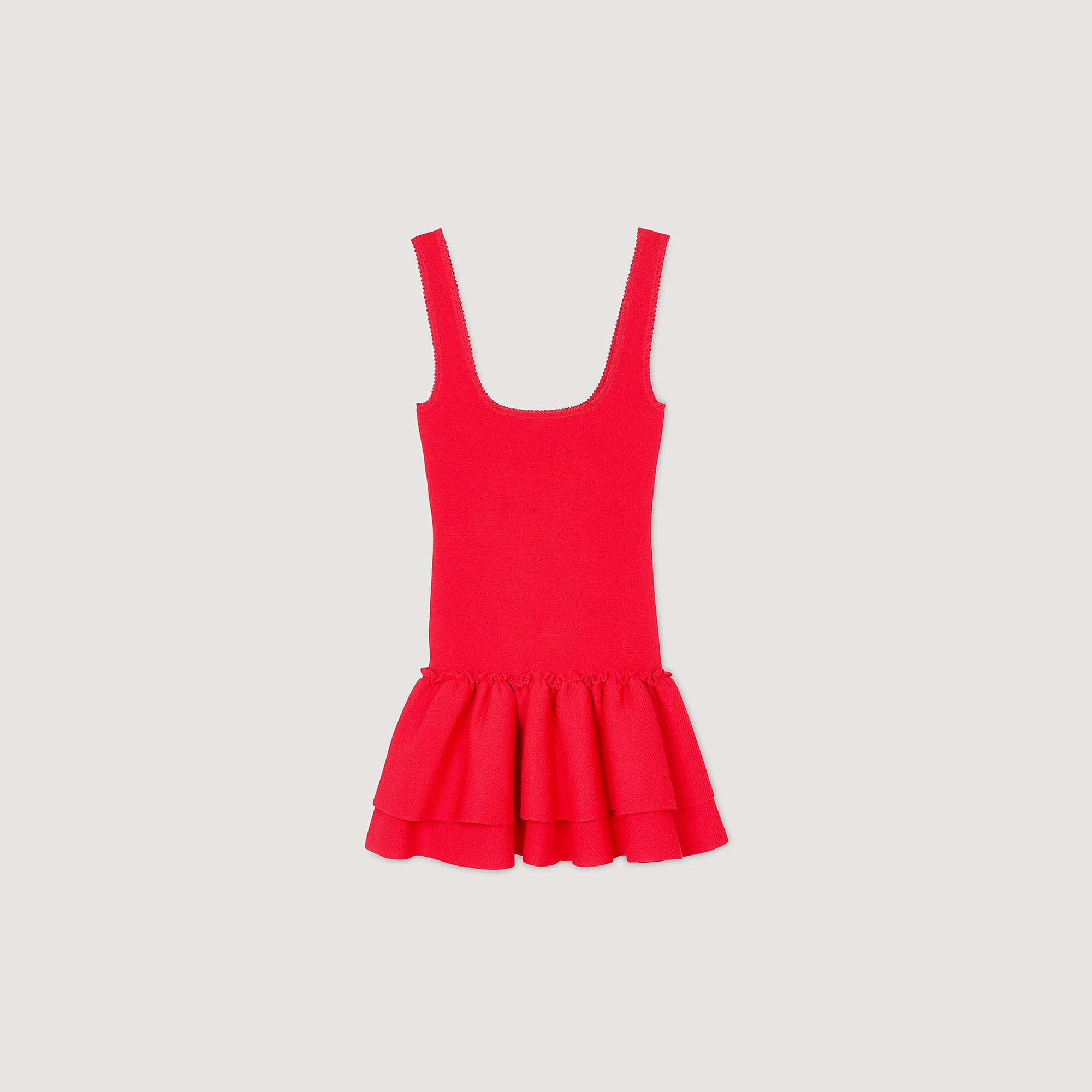 Vestido corto de punto con volantes