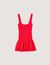 Vestido corto de punto con volantes