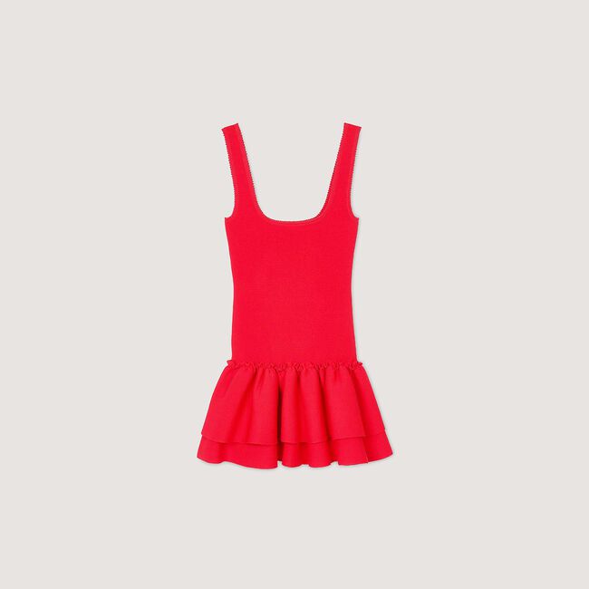 Vestido corto de punto con volantes