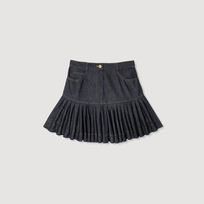 Falda corta de denim con volantes