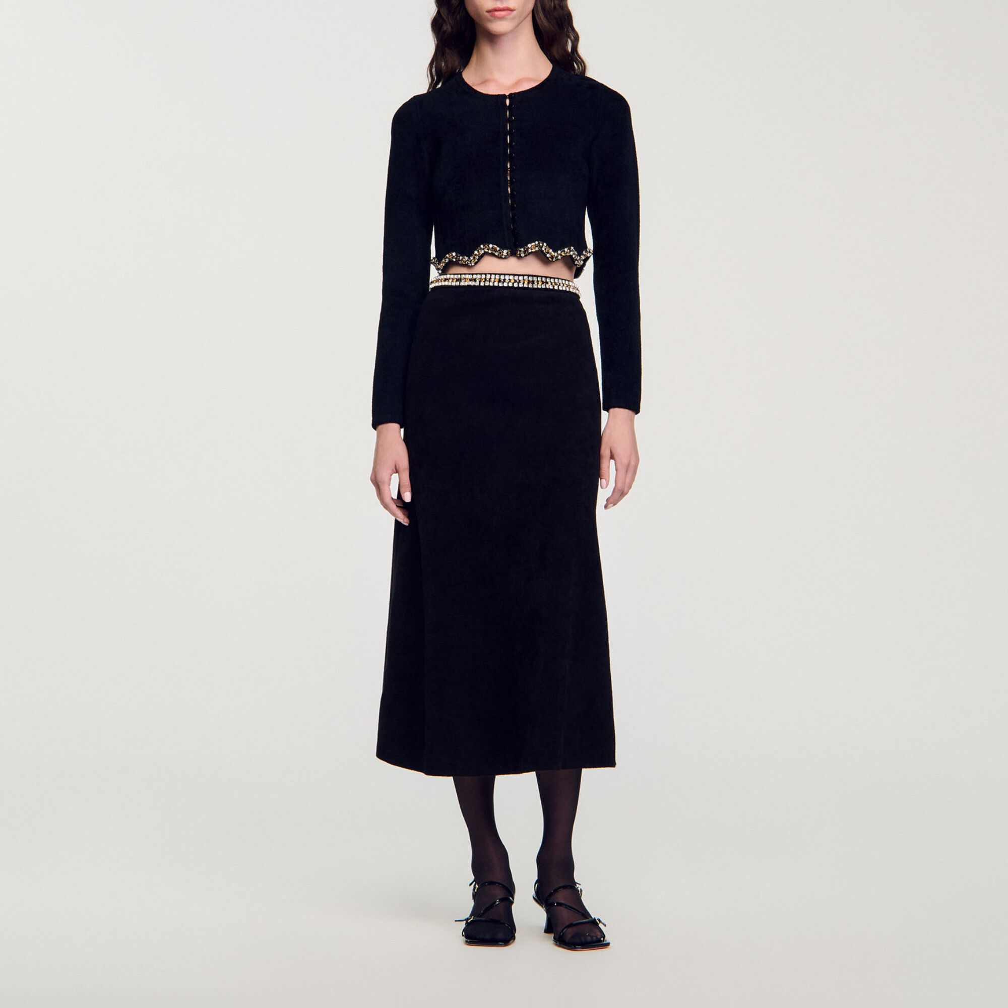 Falda corta con strass