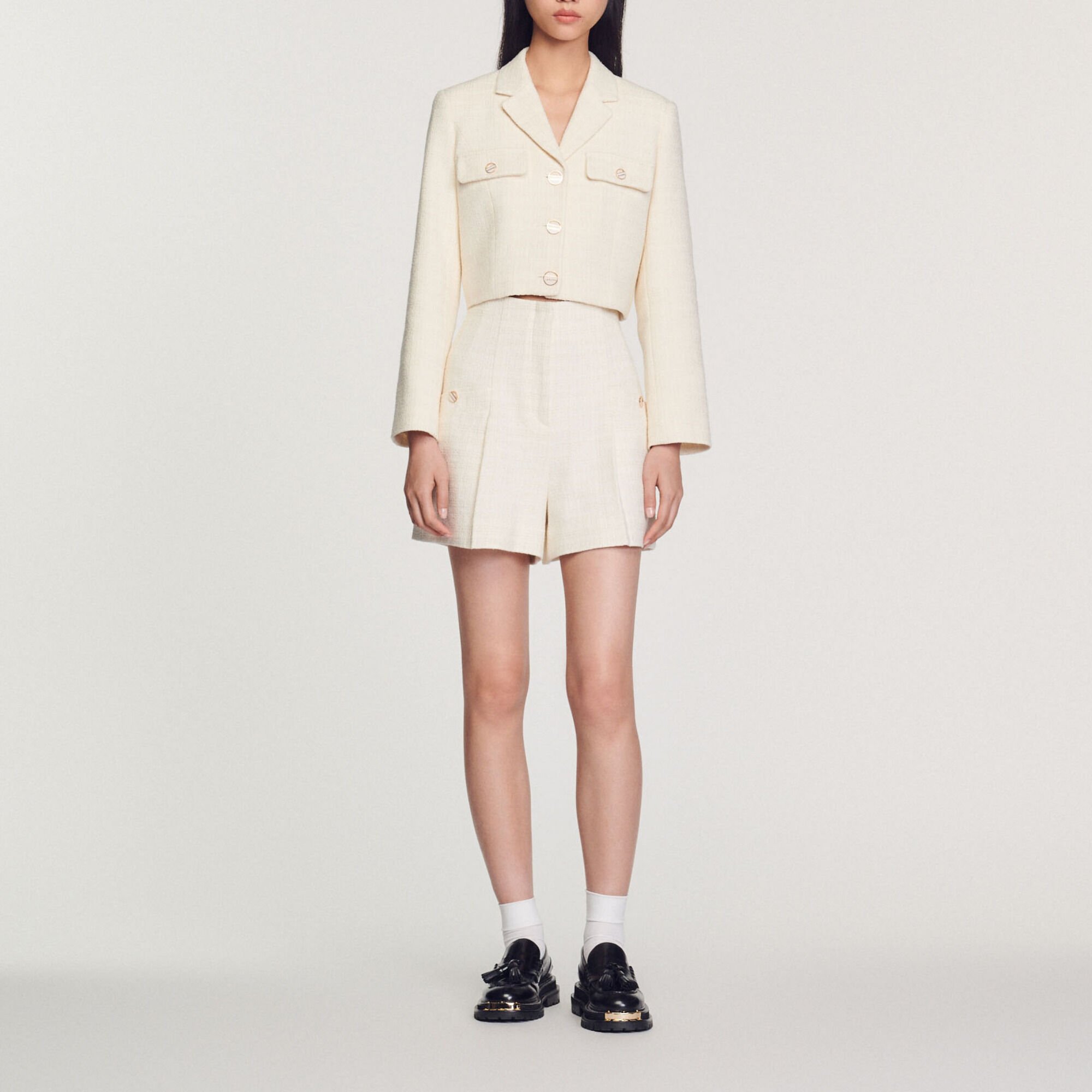 Short de talle alto de tweed