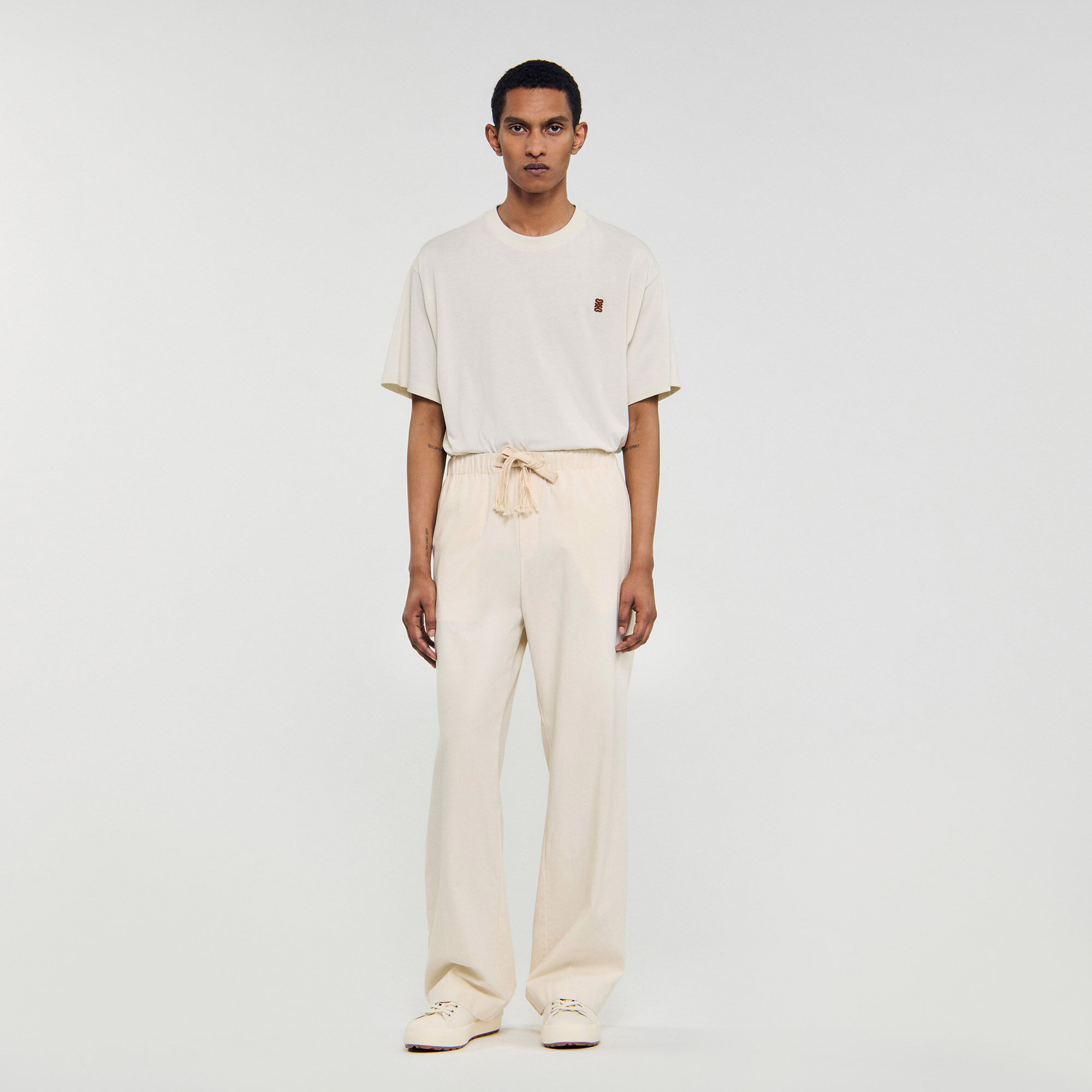 Pantalón ancho de algodón elástico