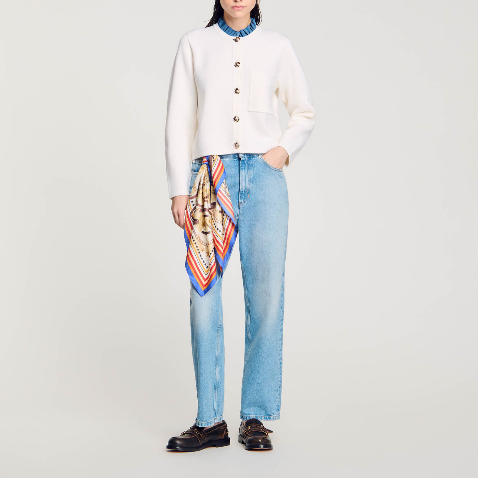 Chaqueta de punto con cuello alto - Mujer | Sandro