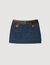 Falda corta de denim y cuero