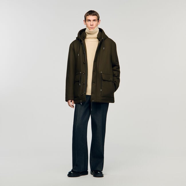 Parka de lana con capucha