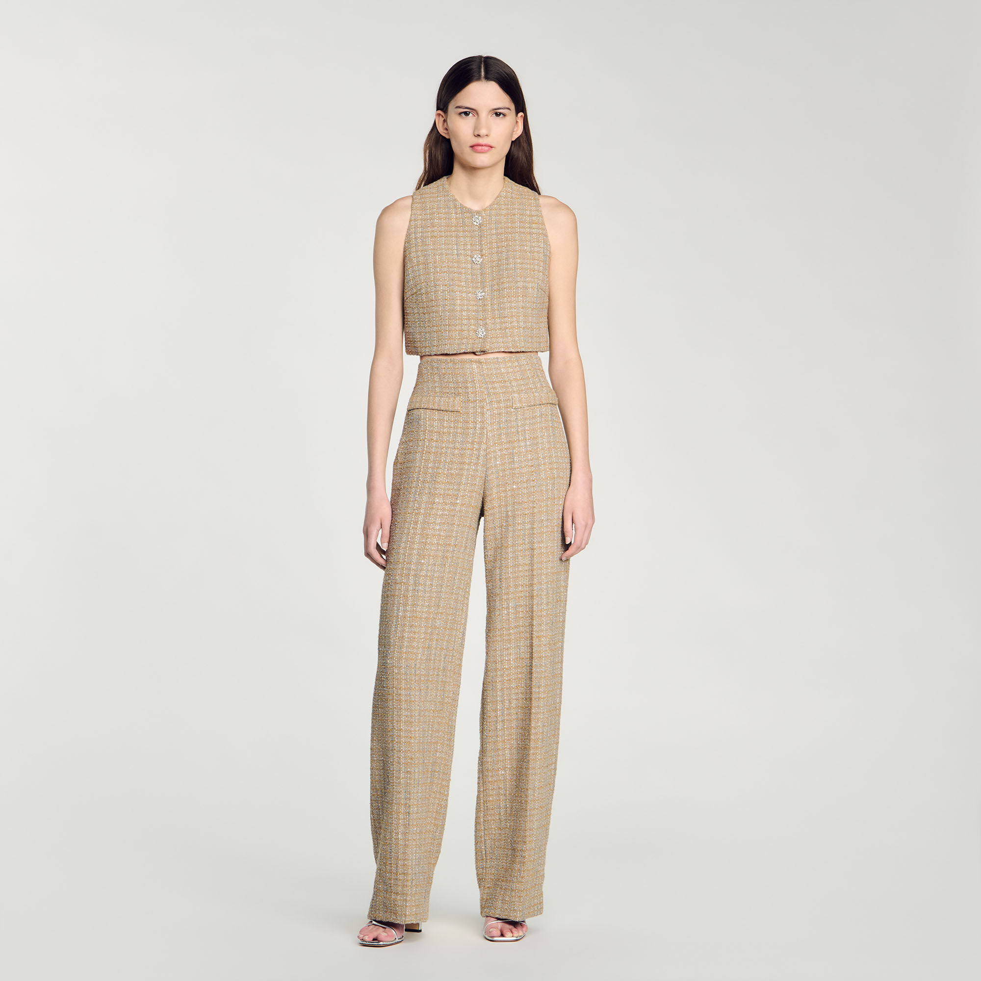 Pantalón recto de tweed