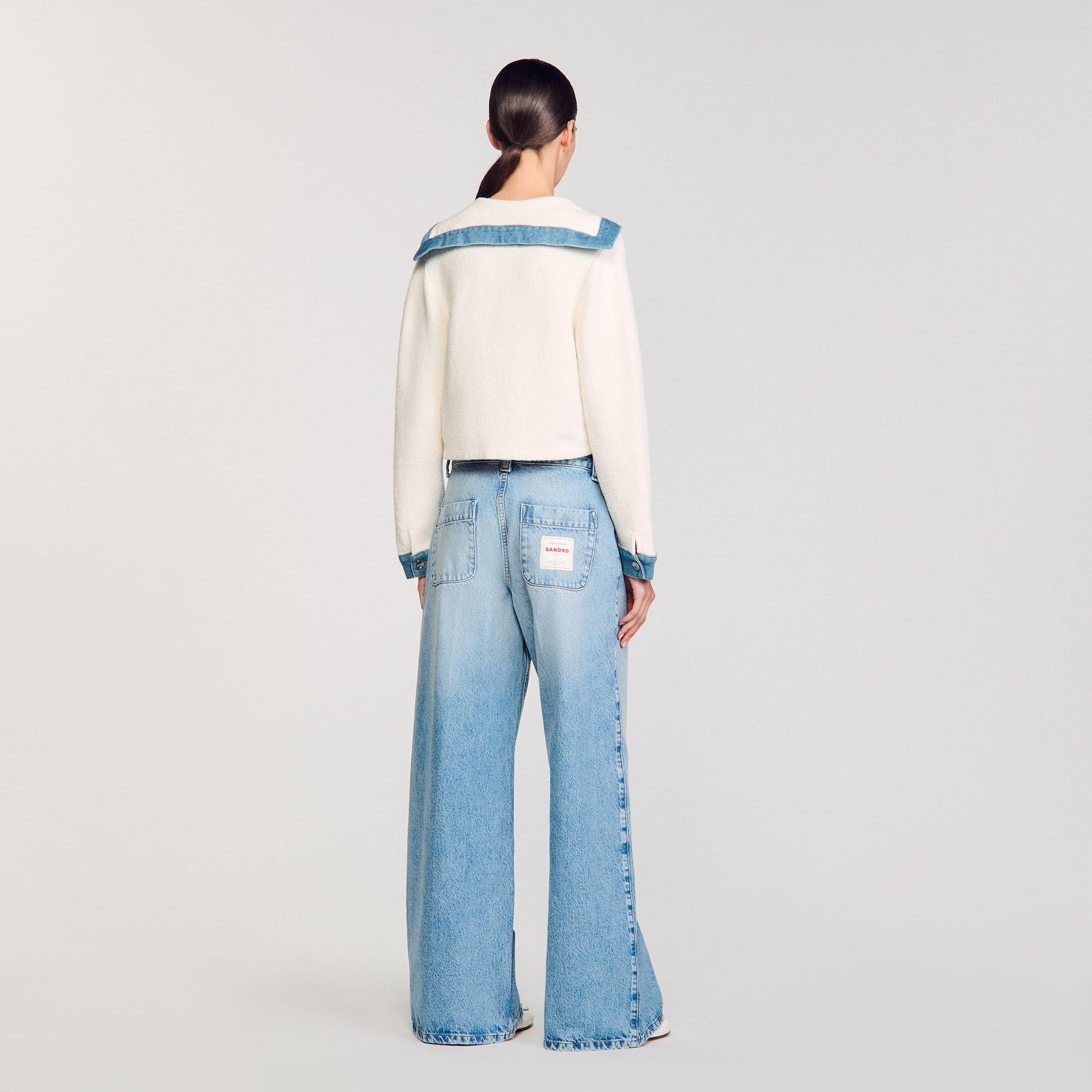 Cárdigan con detalles denim