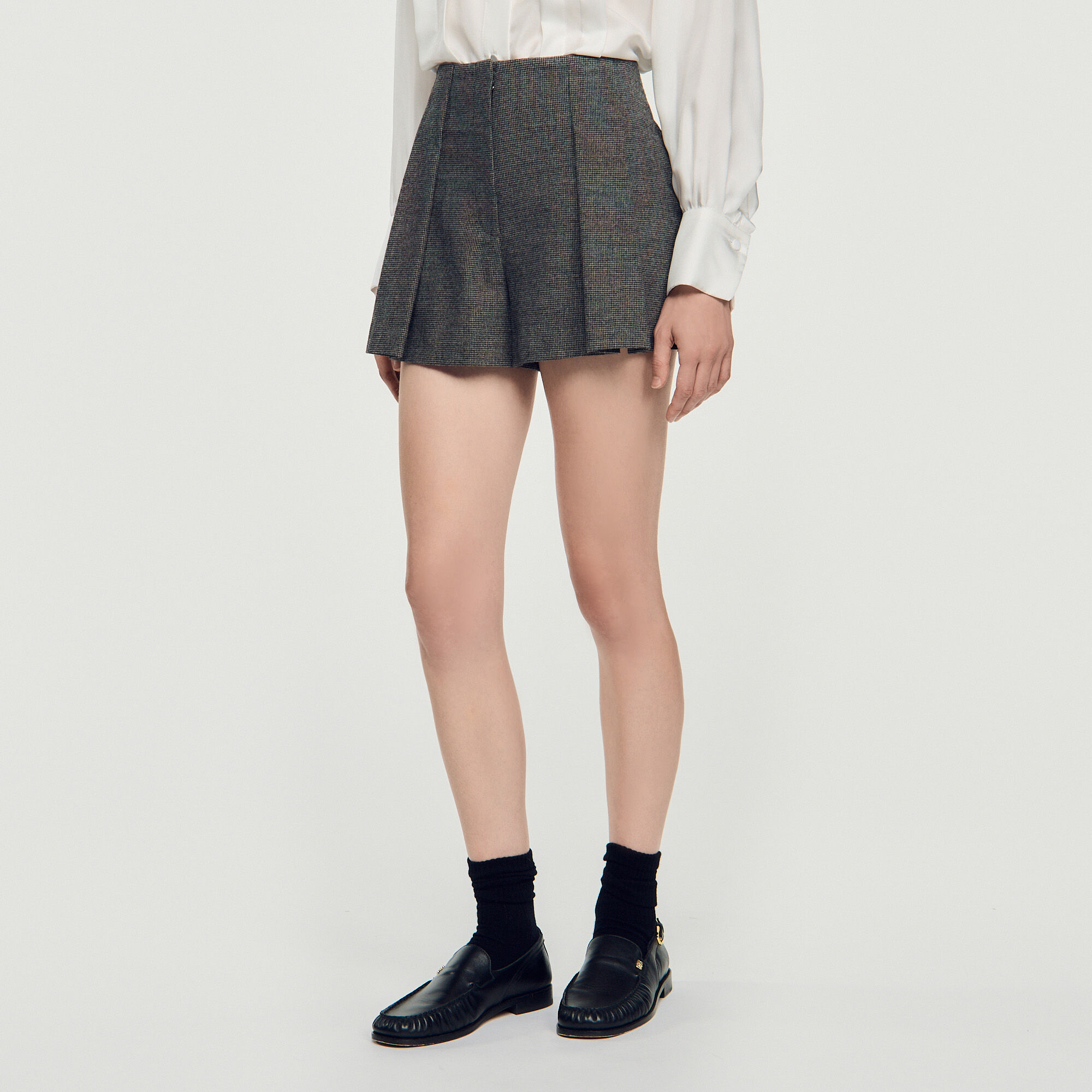Short de lana pata de gallo - Mujer | Sandro