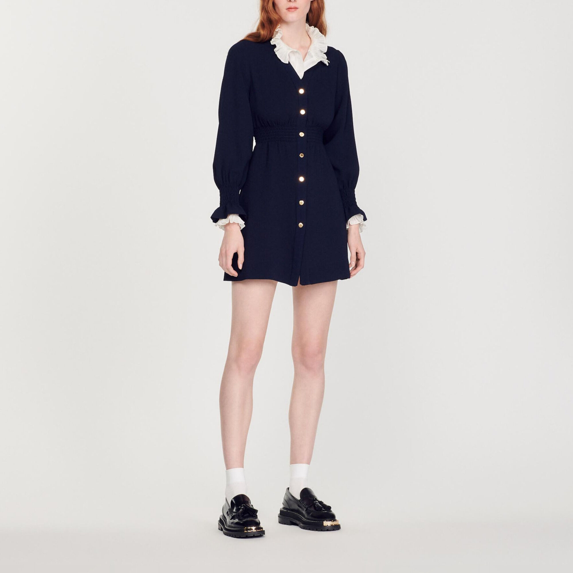 Vestido punto smock, autom. y cinturón