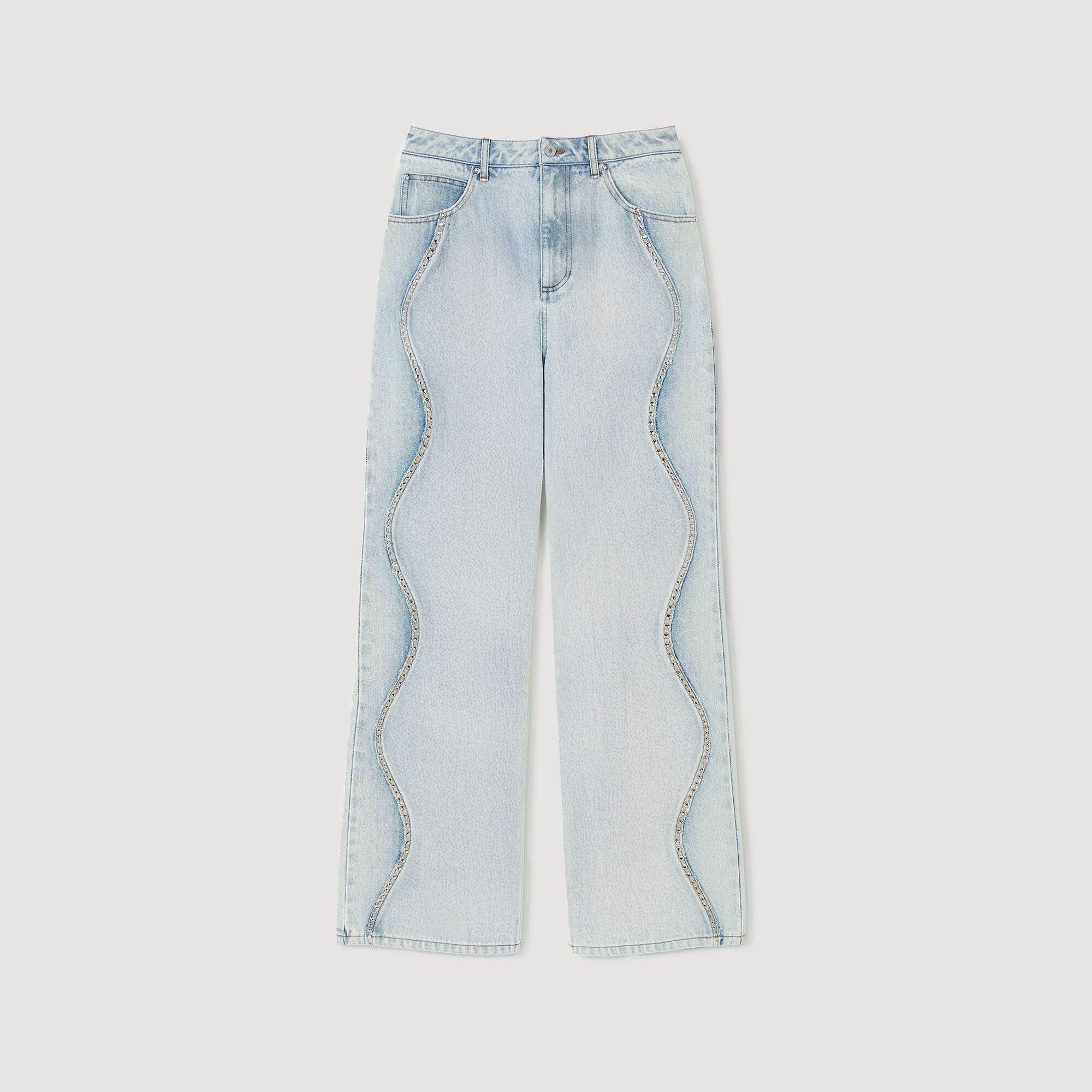 Vaqueros con tiras de strass