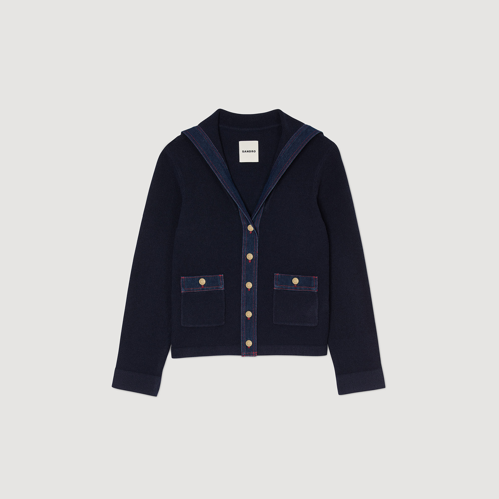 Cárdigan con detalles denim