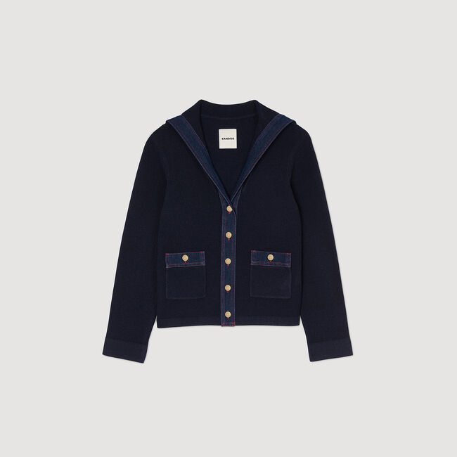 Cárdigan con detalles denim