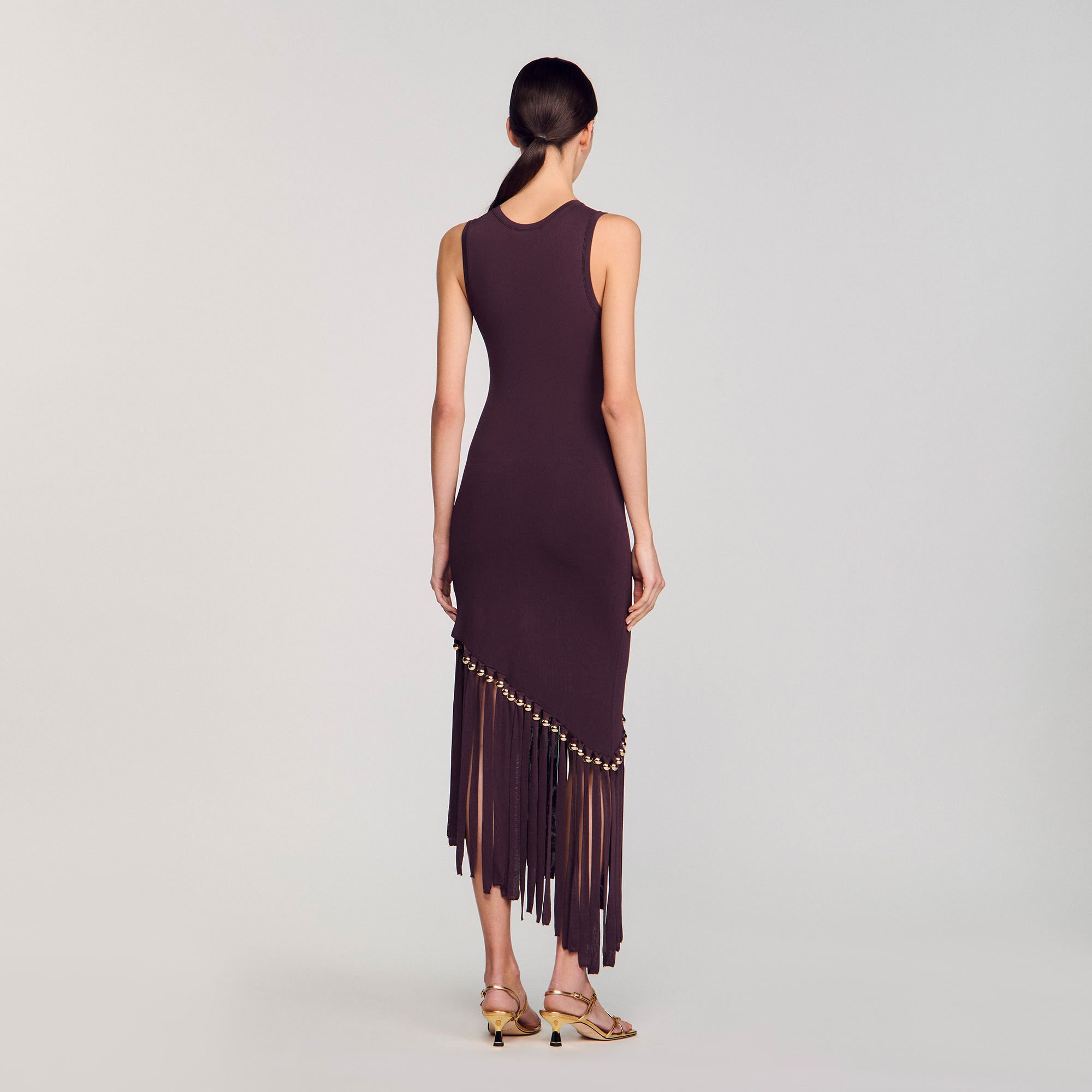 Maxivestido con flecos y cuentas