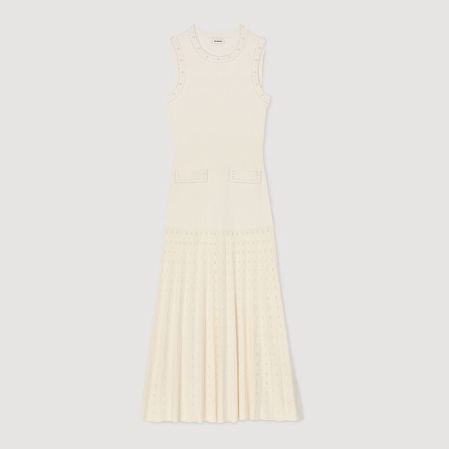 Vestido largo de punto con pedrería