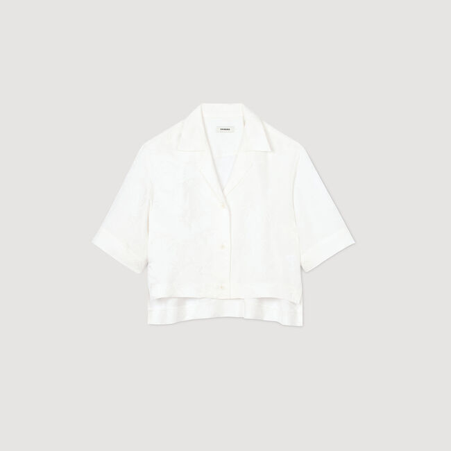 Camisa corta con flores de jacquard