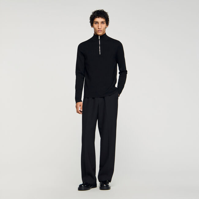 Jersey lana cuello alto cremallera - Hombre | Sandro