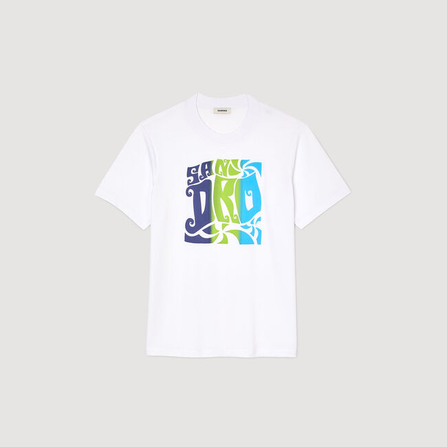 Camiseta de algodón estampado olas