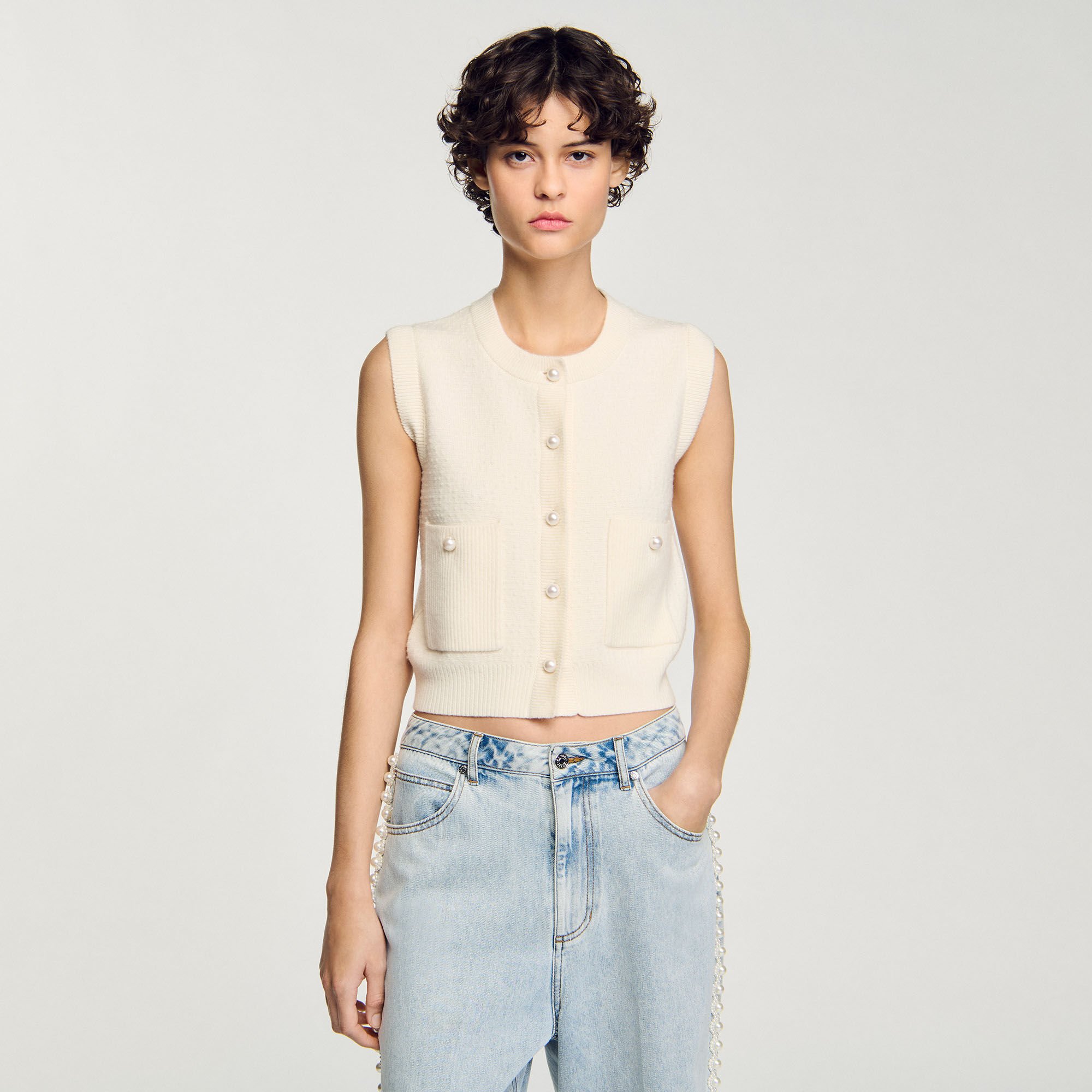 Chaleco de tweed con textura