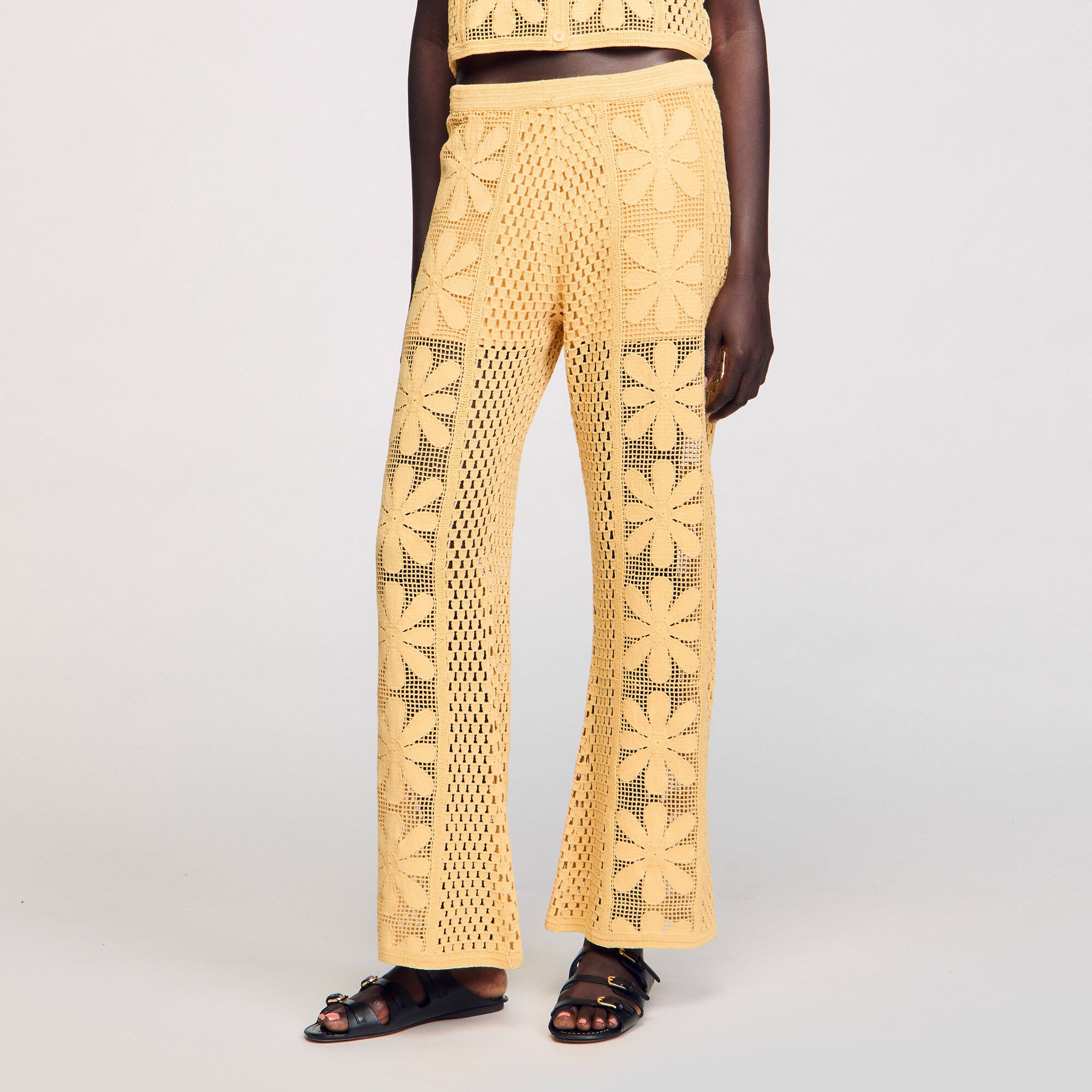 Pantalón recto de ganchillo