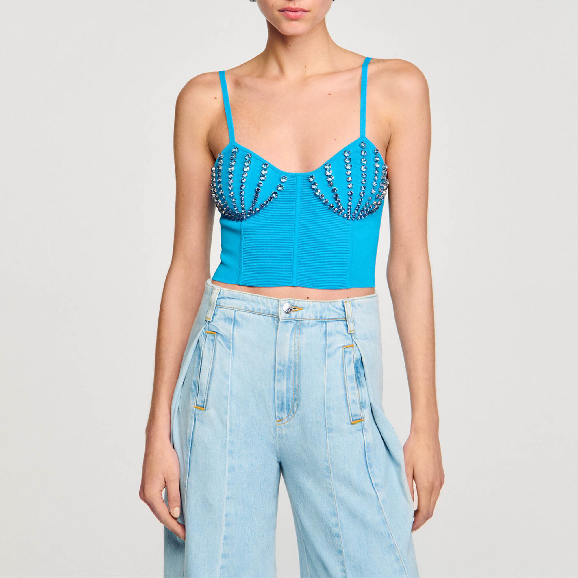 Bustier con conchas de strass