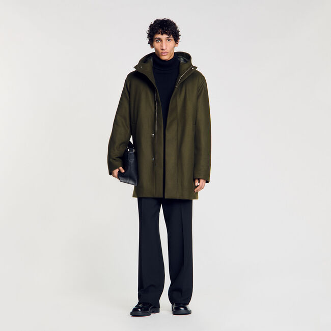 Parka de lana con capucha