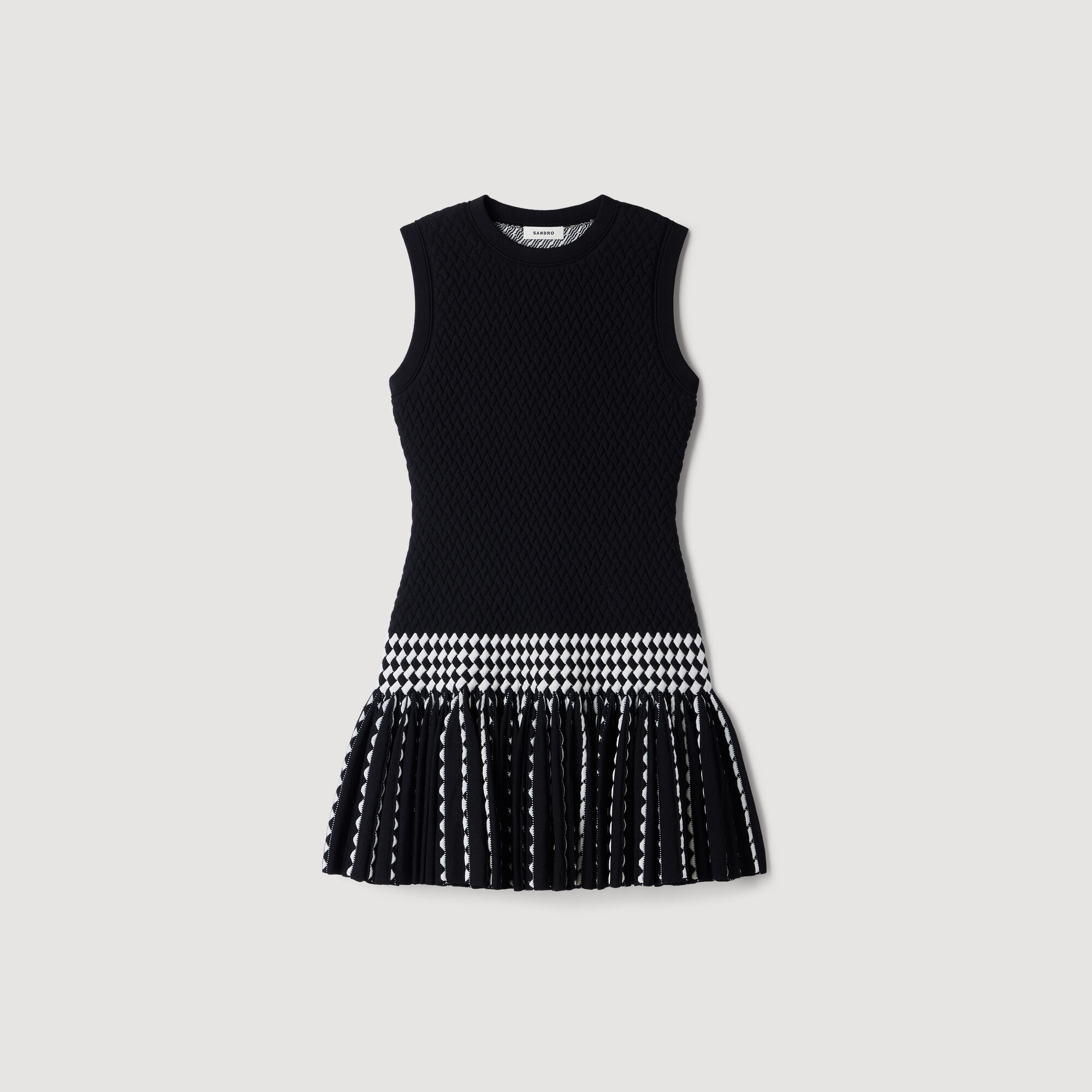Vestido corto de punto a cuadros - Mujer | Sandro
