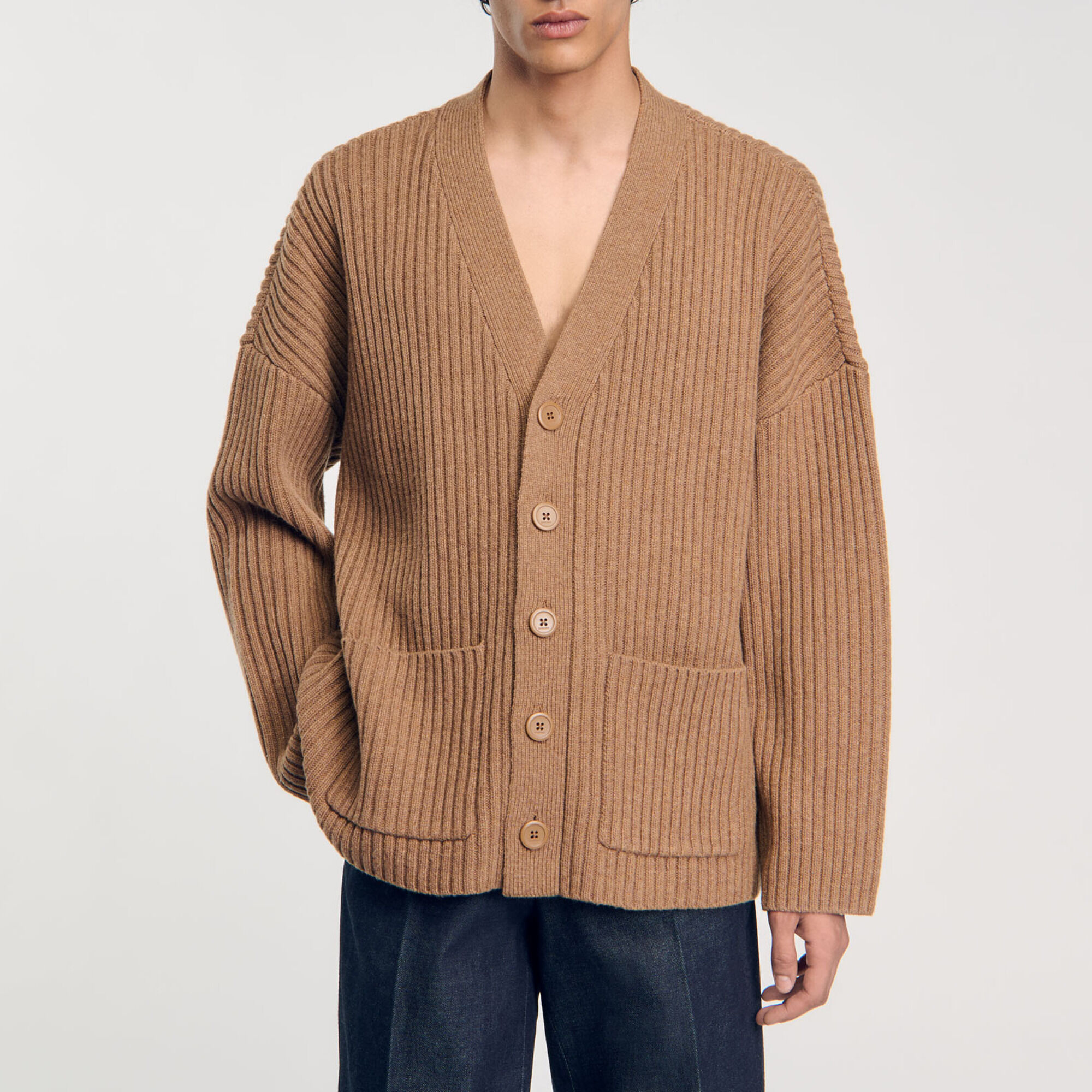 C&aacute;rdigan de punto de canal&eacute; oversize - Hombre | Sandro
