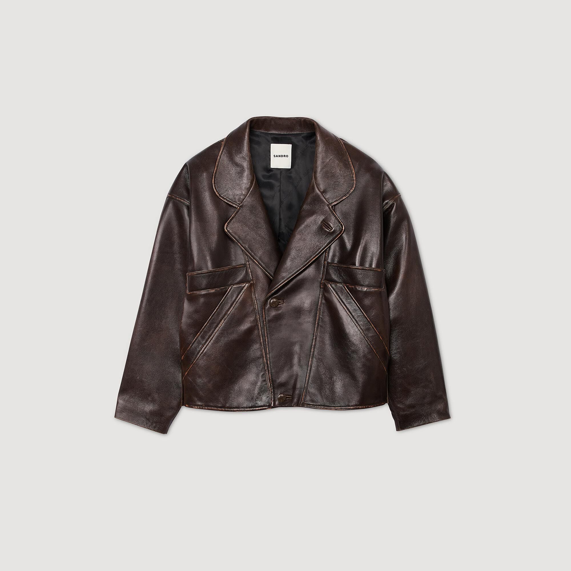 Cazadora de cuero oversize