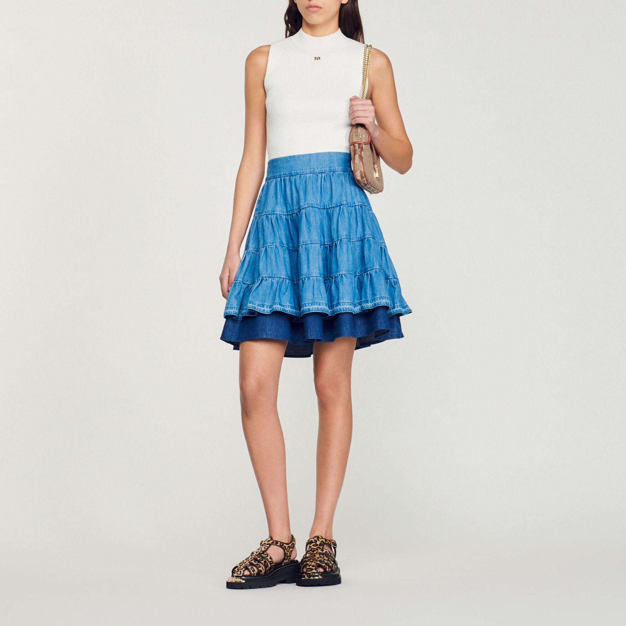 Falda corta de denim