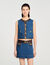 Top de denim y cuero