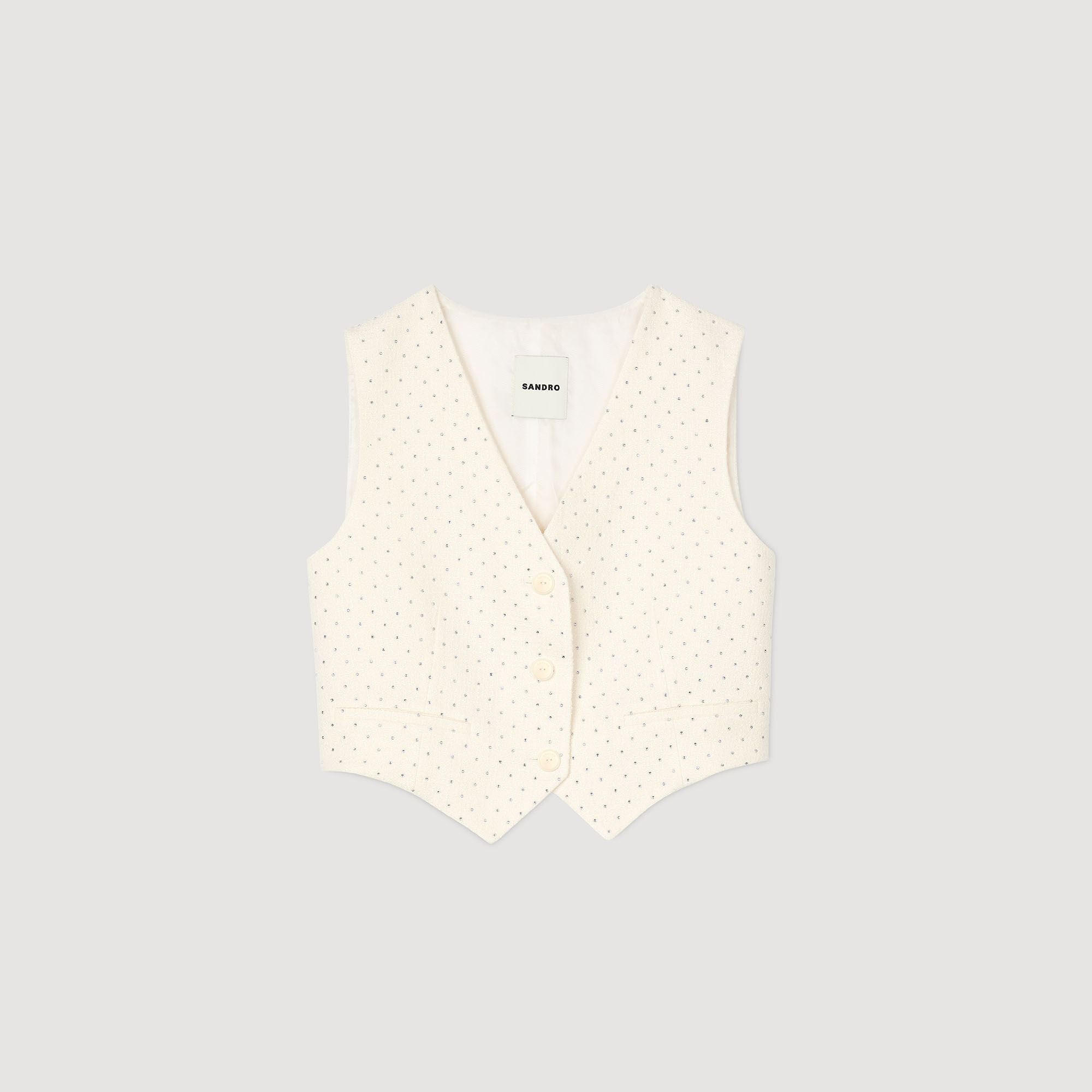 Chaqueta de tweed con strass