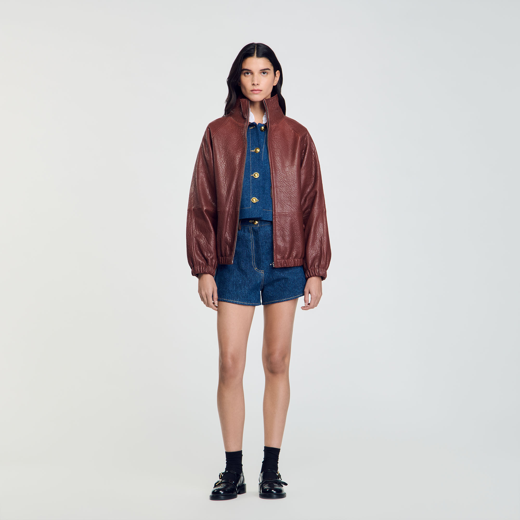 Cazadora de cuero oversize