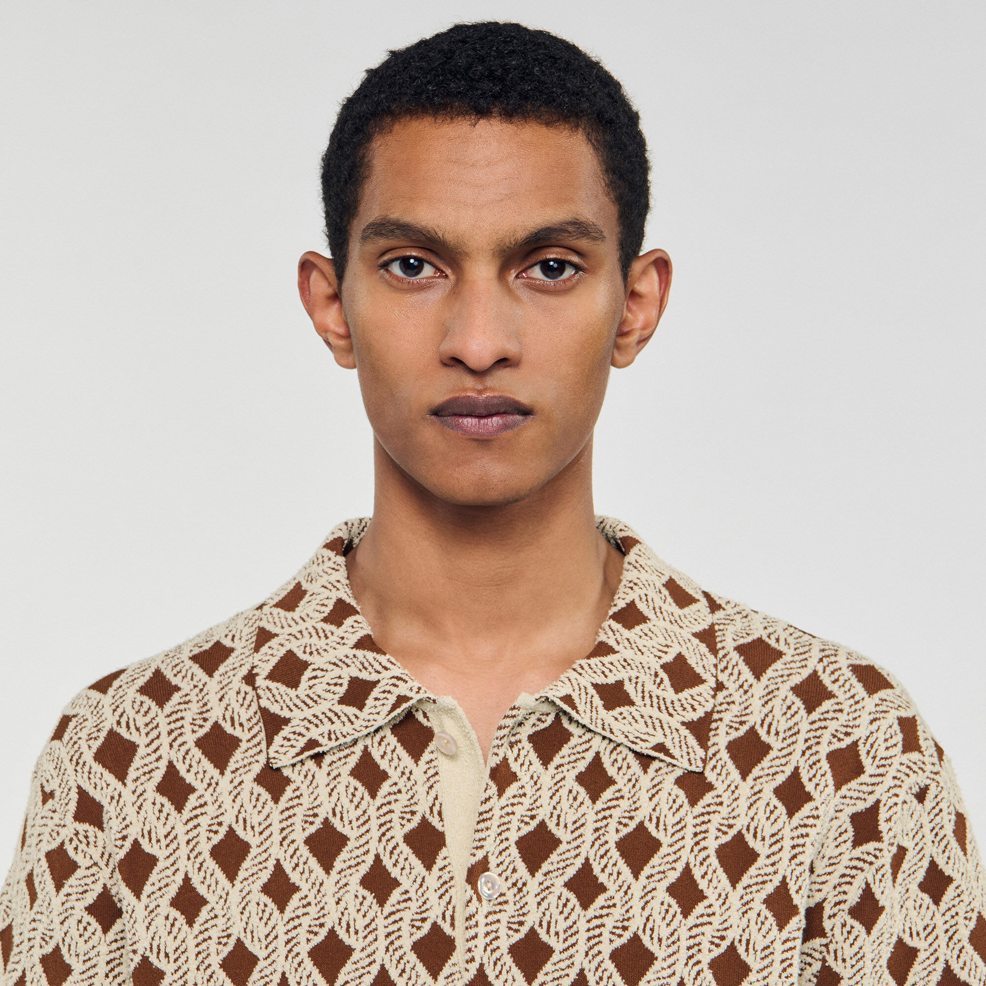 Camisa cárdigan de jacquard cuerda