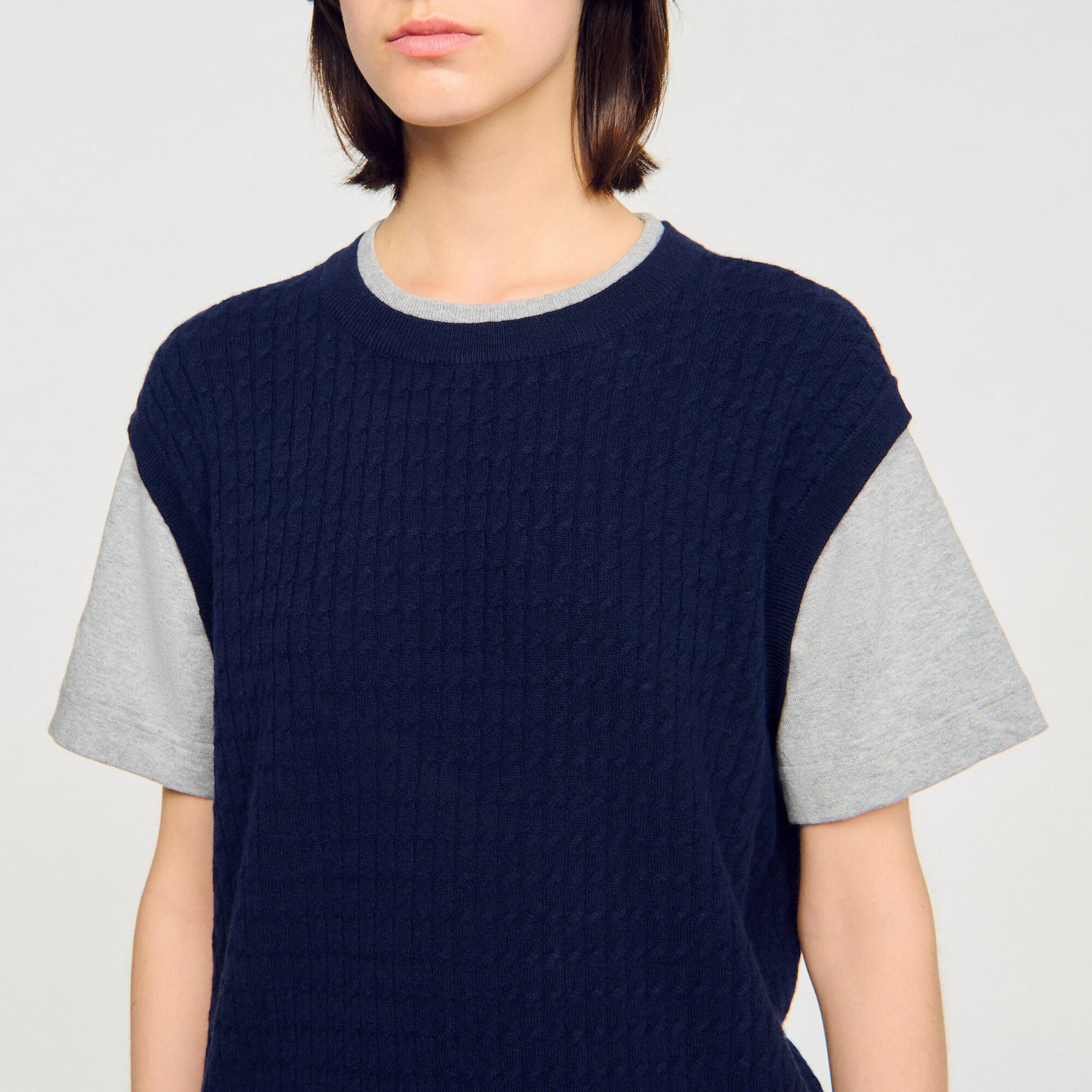 Jersey de punto de dos materiales - Mujer | Sandro