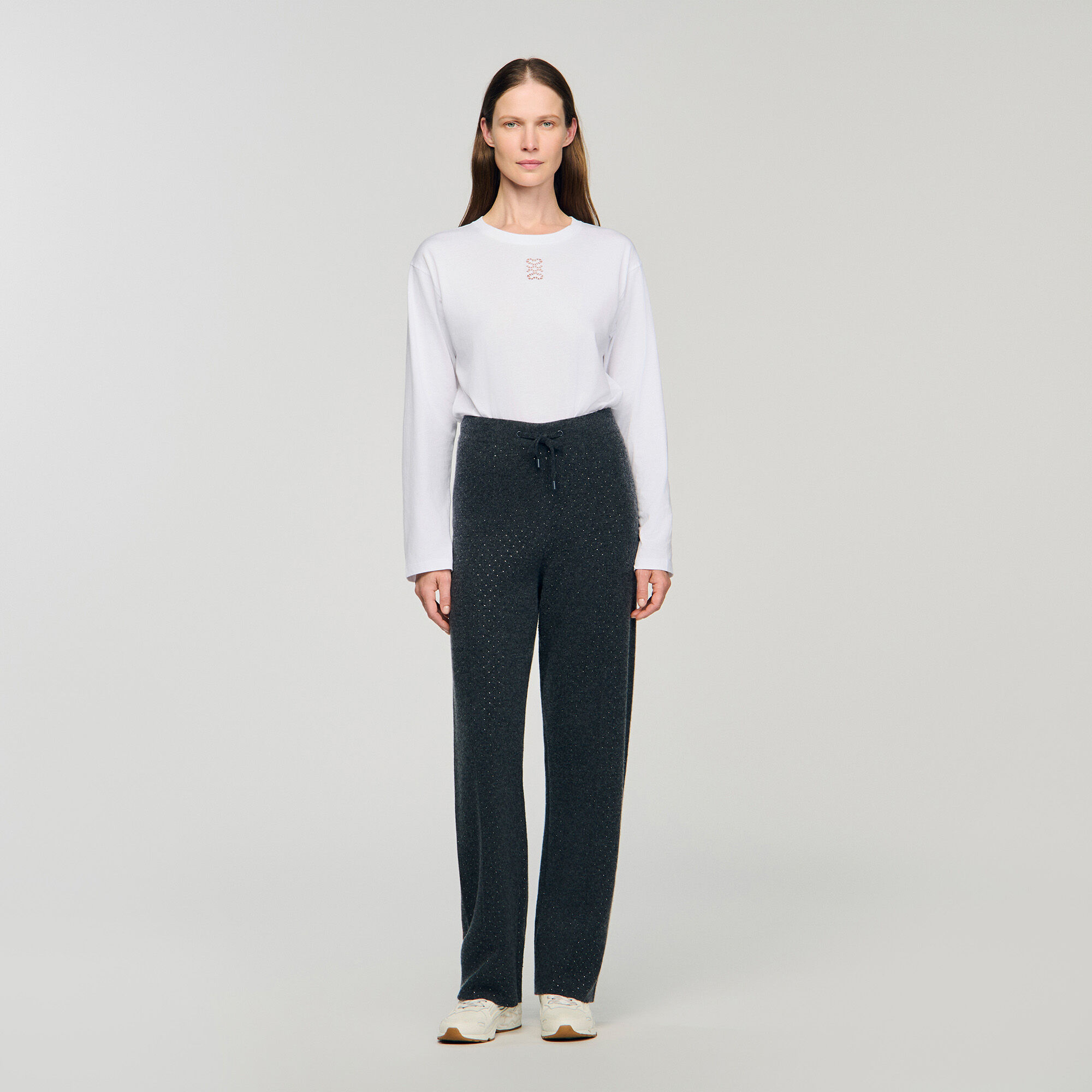 Pantalón de punto con strass