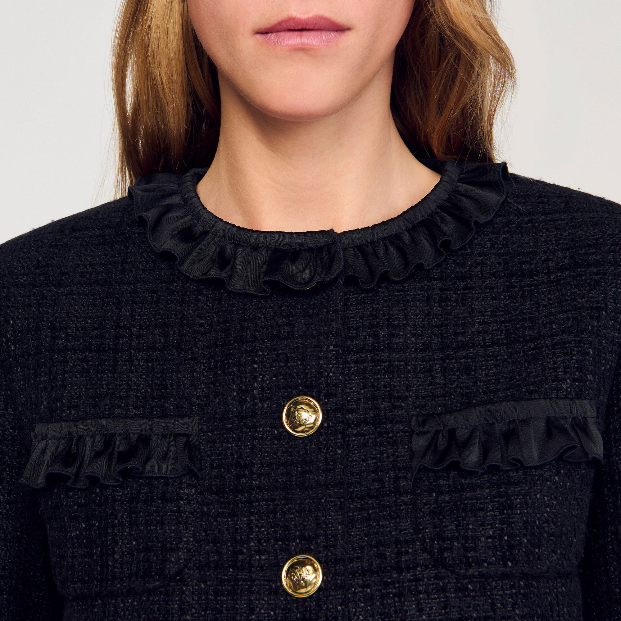 Chaqueta de tweed con volantes