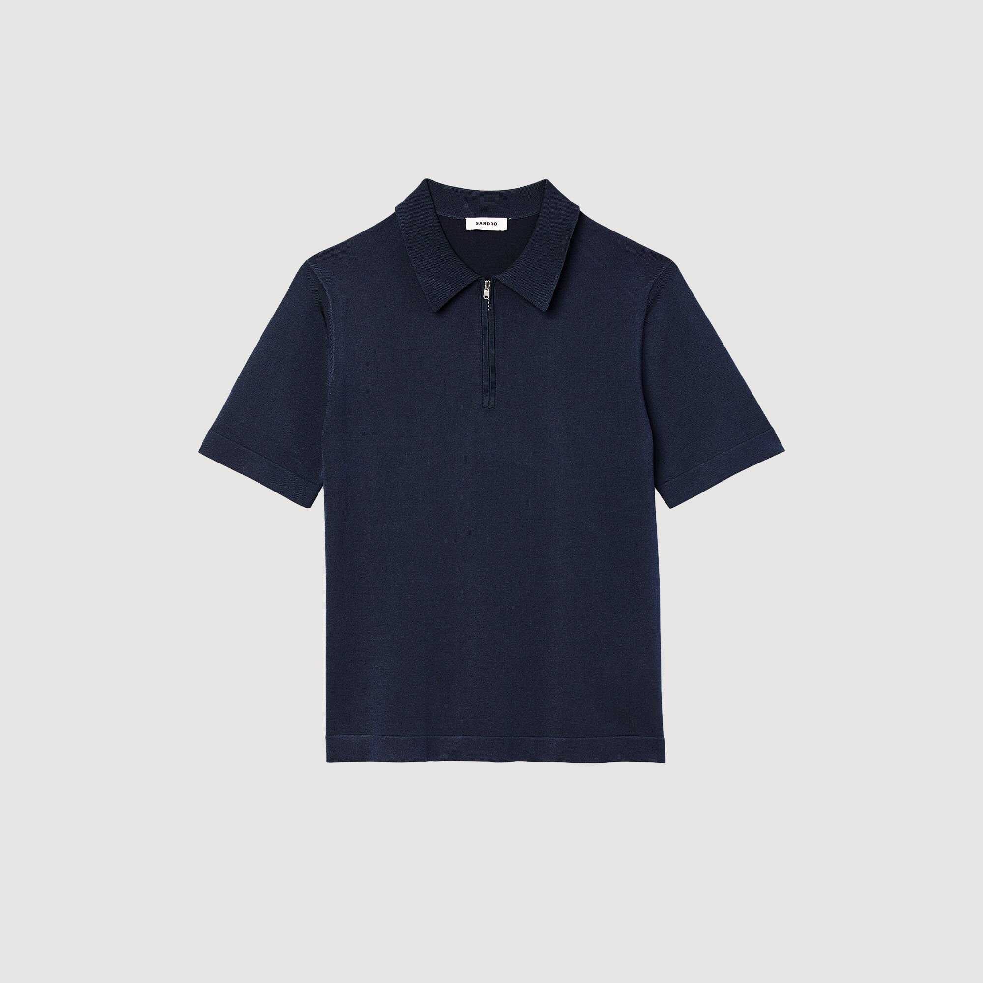 Polo de punto con cuello con cremallera