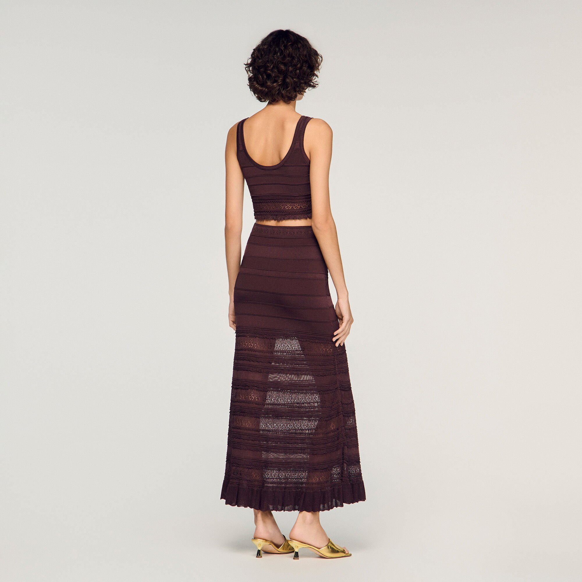 Falda larga de punto pointelle