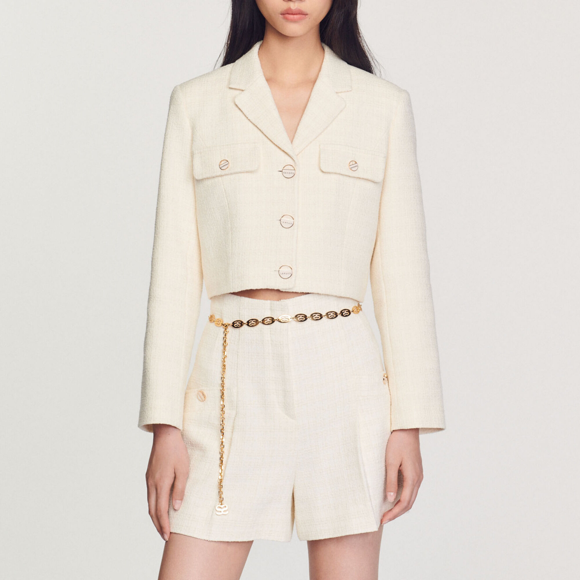 Short de talle alto de tweed