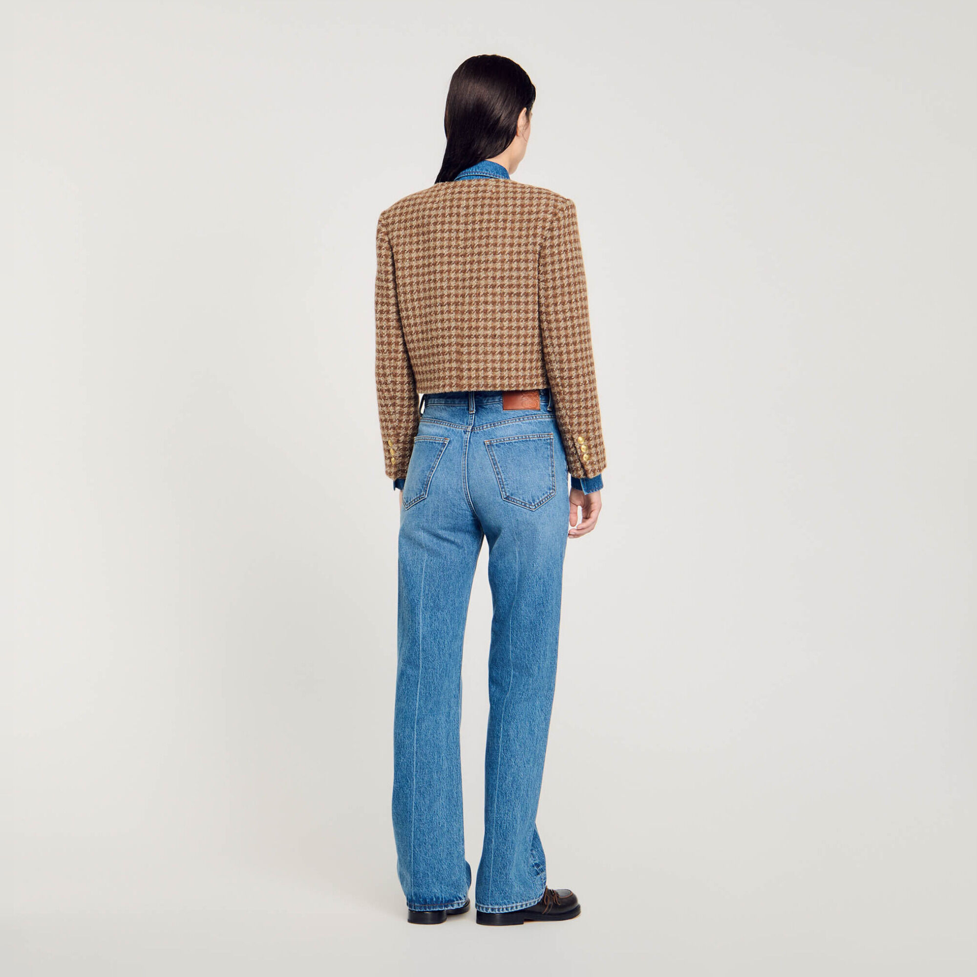 Chaqueta corta de cuadros - Mujer | Sandro