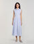 Robe longue rayée à détails brodés