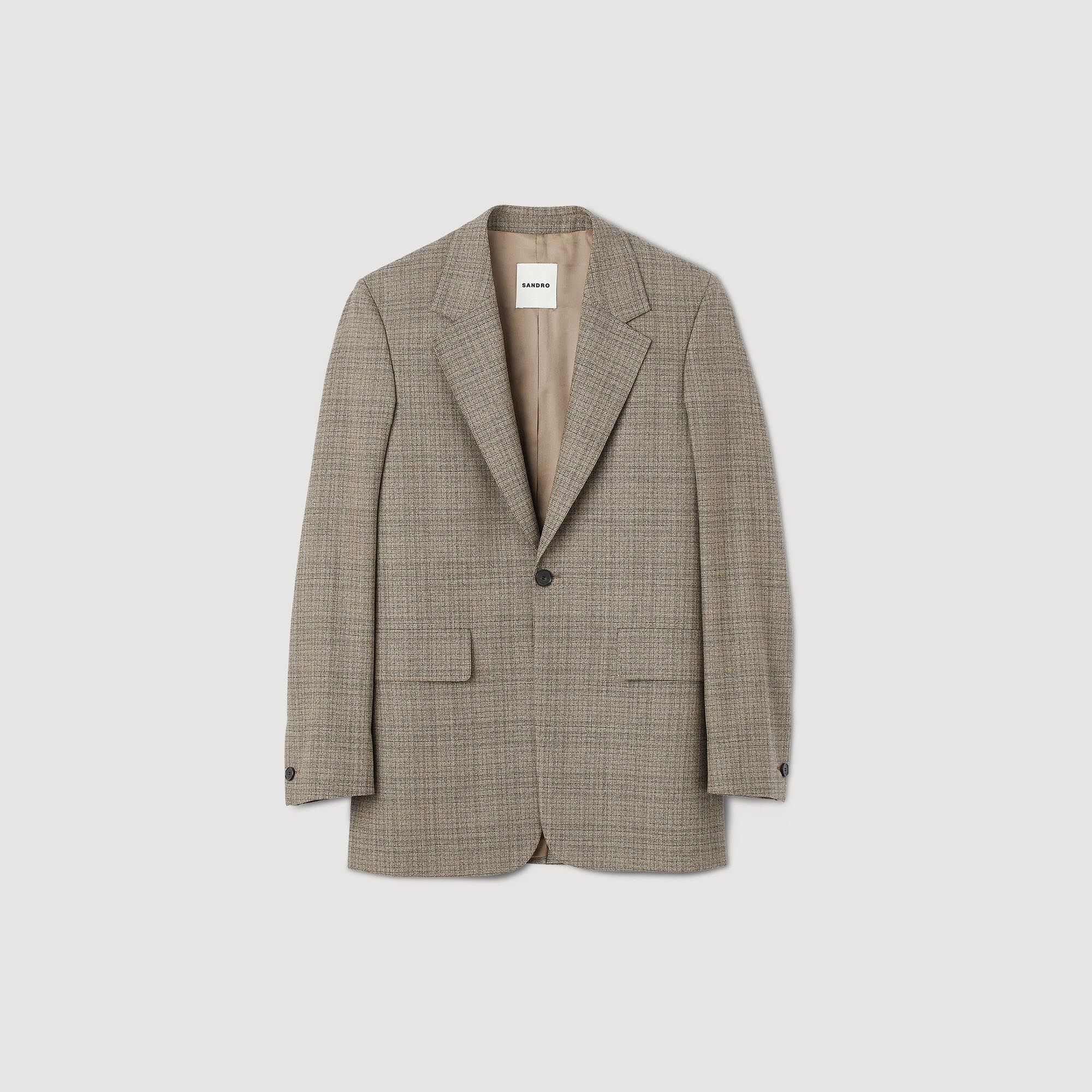 Chaqueta de traje de cuadros de lana