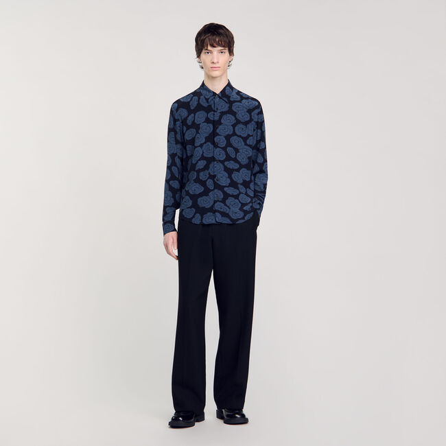 Camisa con estampado de camelias