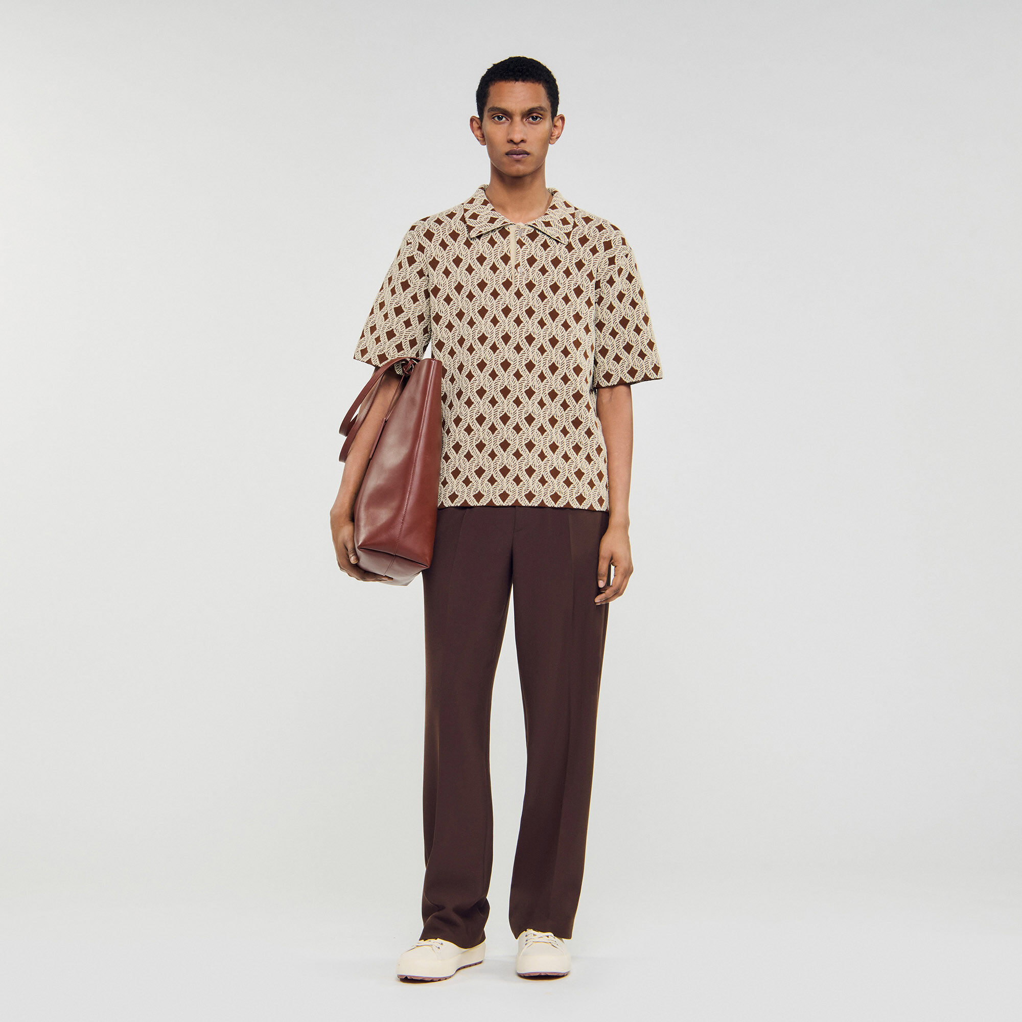 Camisa cárdigan de jacquard cuerda